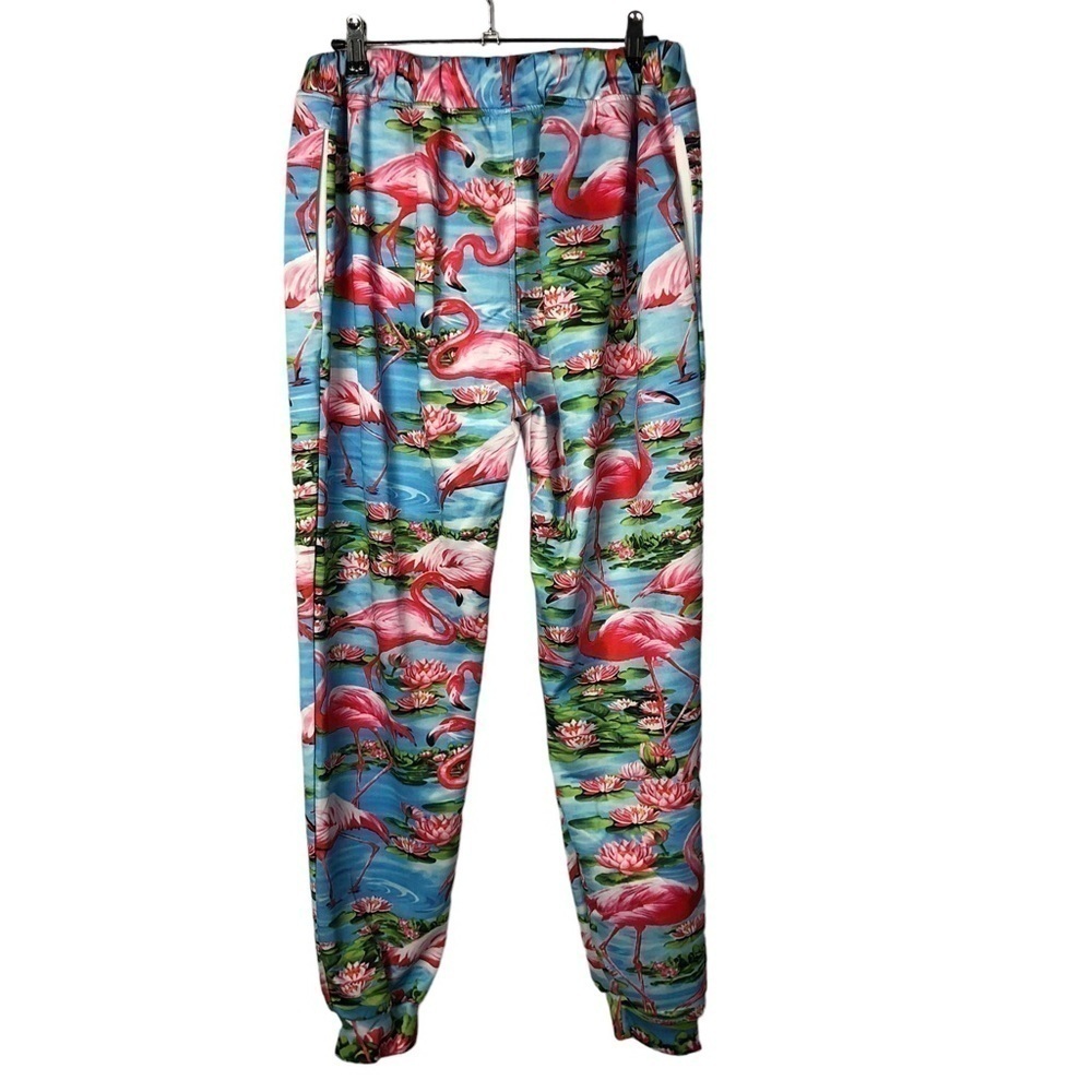 Boutique Blue Tropical Flamingo‎ Jogger Pants L